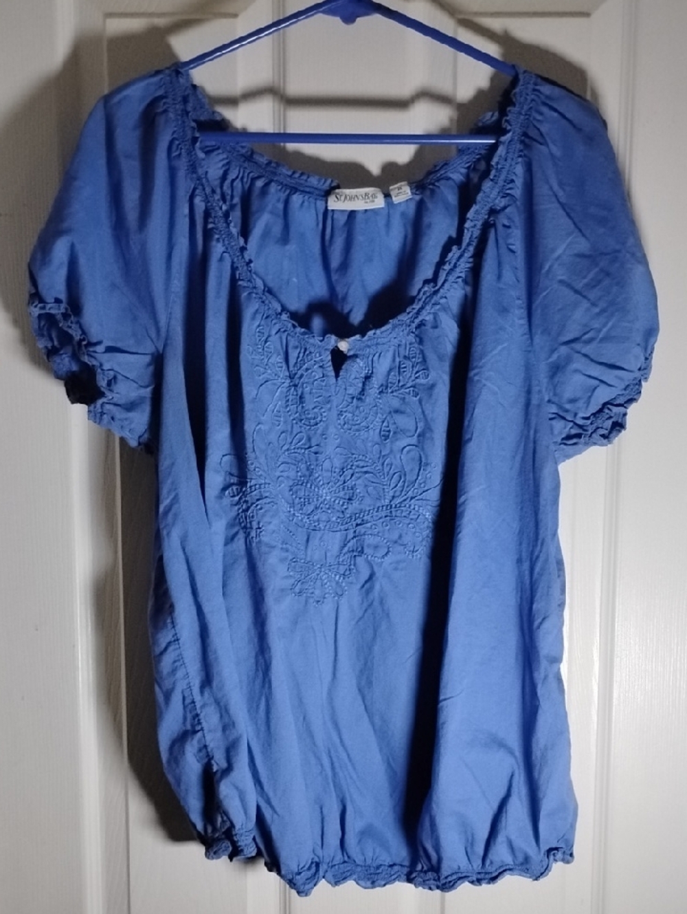 Boho Peasant Off Shoulder Top Embroidered Cotton